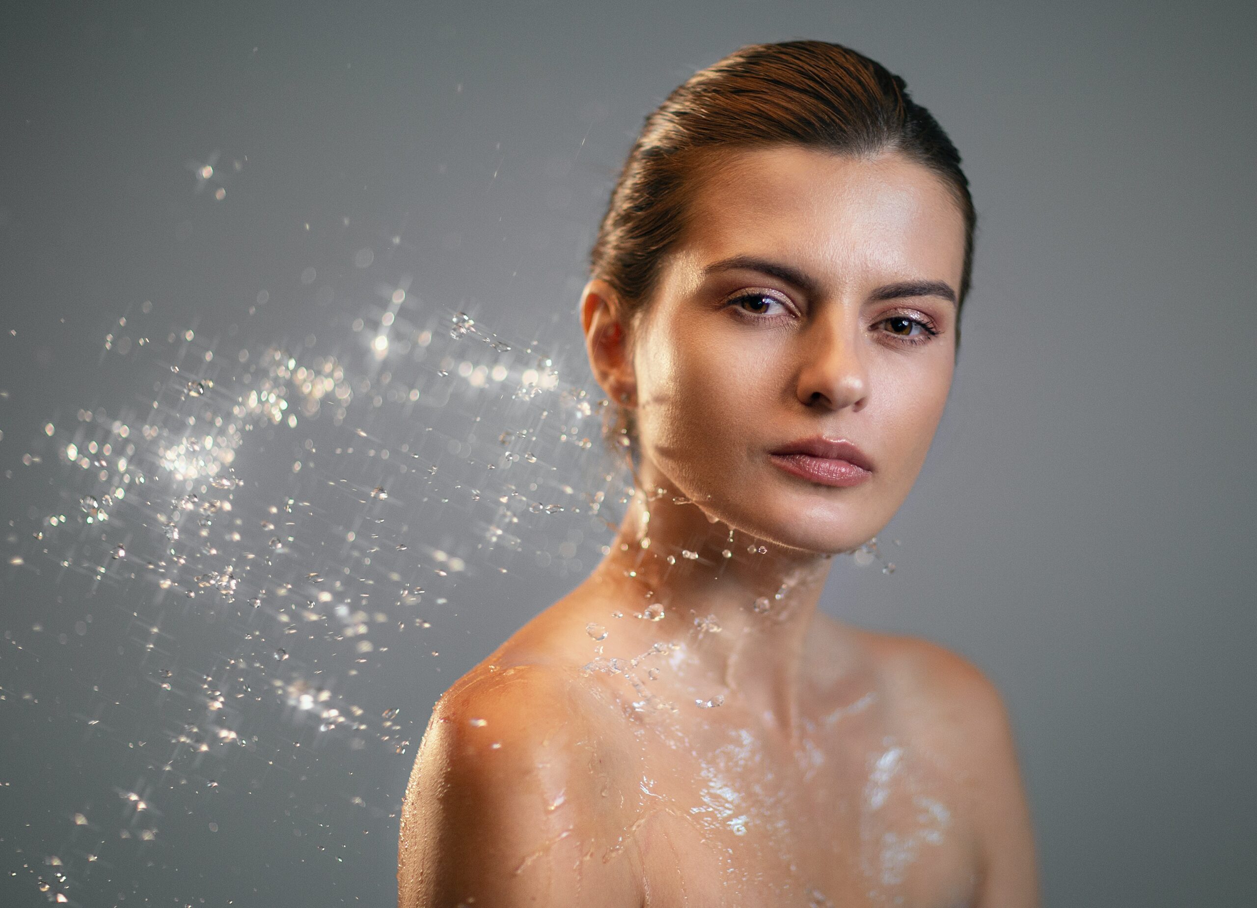 Make-Ups die gut halten – Beauty-Flatlay mit Foundation, Make-up-Schwämmchen und Pinsel